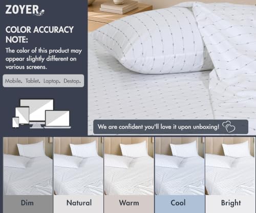 ZOYER 100% Cotton Sheets – Full Size Percale Bedding, Cooling & Breathable, Durable with a Crisp, Soft & Comfortable Feel, 16" Deep Pocket, 4-Piece Set, Doted Bud