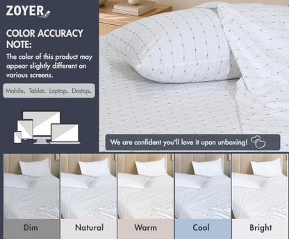 ZOYER 100% Cotton Sheets – Full Size Percale Bedding, Cooling & Breathable, Durable with a Crisp, Soft & Comfortable Feel, 16" Deep Pocket, 4-Piece Set, Doted Bud