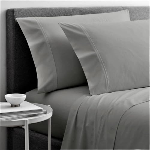 Cottingon 5 PC Split King Sheets Fits 16" Deep, Egyptian Cotton, Light Grey