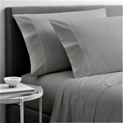 Cottingon 5 PC Split King Sheets Fits 16" Deep, Egyptian Cotton, Light Grey
