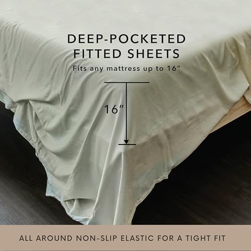 Bamboo Bay 6 Piece Full Size Sheet Set, 100% Viscose Made from Bamboo, Breathable, Ultra Soft Cooling Bed Sheets for Hot Sleepers, Beddings with Deep Pockets Fit 16" Mattress, Ivory