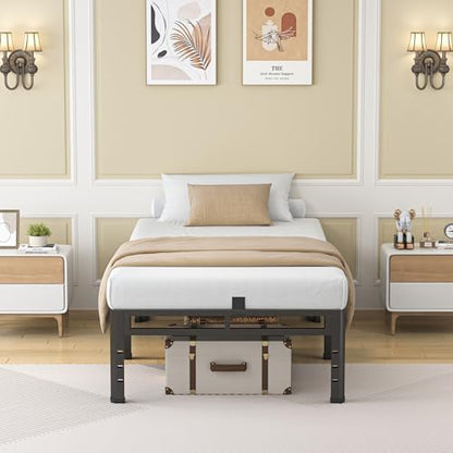 NKZ Metal Platform Bed Frame Twin XL, 18 Inch Dual-Layer Heavy Duty Base