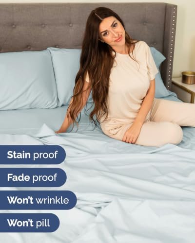 Flex Top Split Head King 6 Piece Sheet Set - Soft & Cooling - Ice Blue