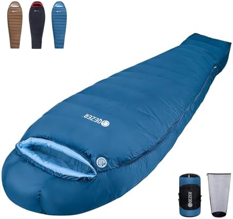 0 Degree Down Sleeping Bag for Adults,Cold Weather Backpacking