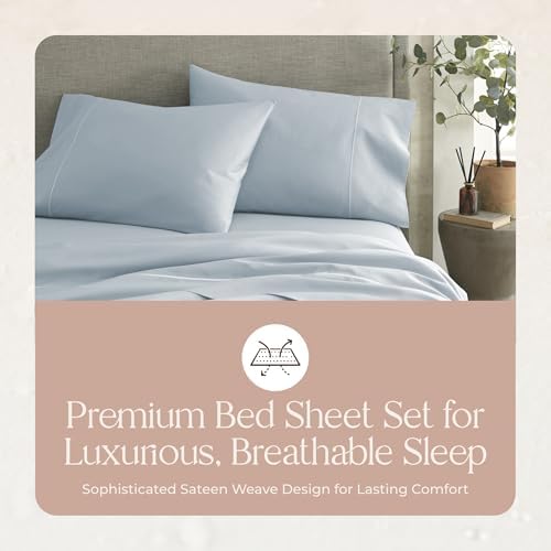 Whisper Organics 100% Organic Cotton Bed Sheets with Deep Pocket 4 Pc. Set