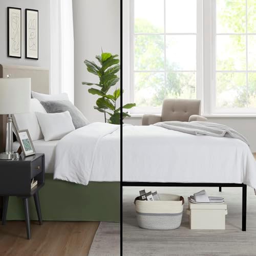 Nestl Olive Green Twin XL Bed Skirt - Twin XL Size Bed Skirt 14 Inch Drop - Brushed Microfiber Bed Skirts - Hotel Quality Pleated Bed Skirt - Shrinkage & Fade Resistant