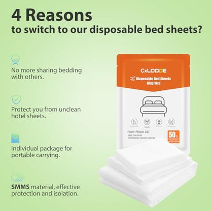 4 Pcs Disposable Bed Sheet King Size Disposable Fitted Sheet