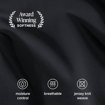 Bare Home 100% Organic Cotton Jersey Sheet Set (Split King, Black)