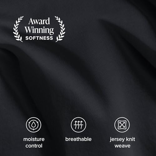 Bare Home 100% Organic Cotton Jersey Sheet Set, Ultra Soft, 100% Cotton - Sheet Set & Pillowcase - Deep Pocket Bed Sheets (Twin, Black)
