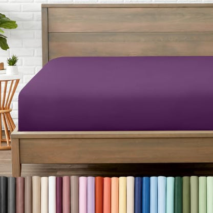 Bare Home King Fitted Sheet - 1800 Ultra-Soft (King, Plum)
