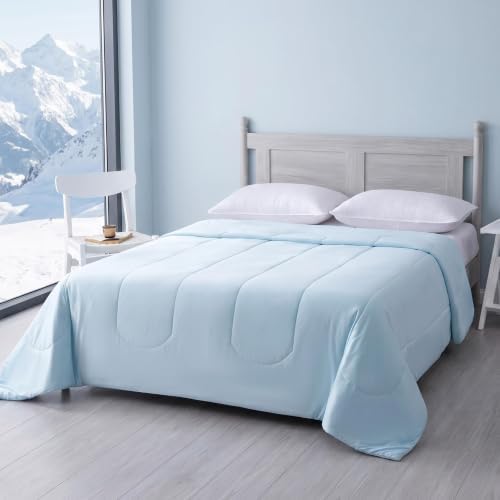 Amazon Basics Cooling Comforter, Temperature Regulating Blanket for Hot Sleepers, Summer & All Season Bedding, Lightweight, 68"x90", Twin, Blue