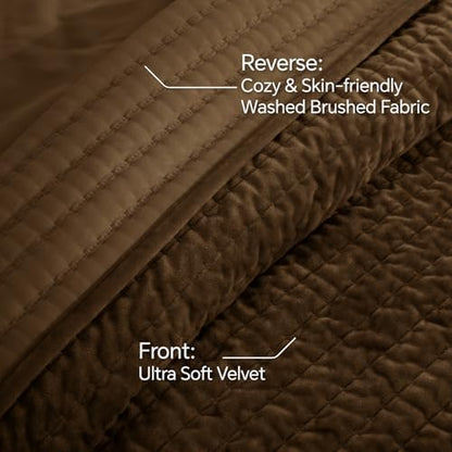 BEDELITE Velvet Quilt Set King Size, Luxury Velvet Comforter Bedding