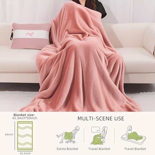 Melissa Large Soft Travel Blanket and Inflatable Pillow Set
