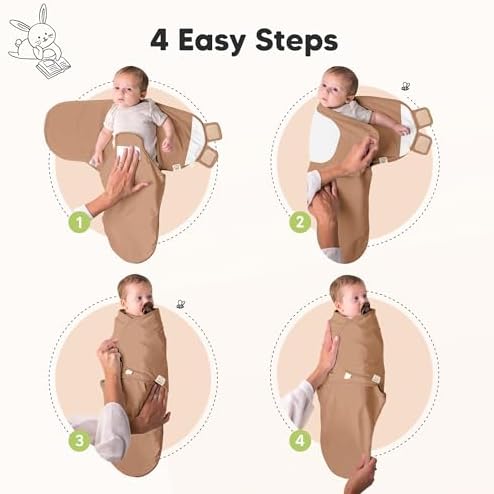 KeaBabies 3-Pack Organic Baby Swaddles for Newborns, Terracotta, 0-3M