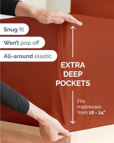 Extra Deep Flex Top Split Head King Sheet Set - 6pc Sheets - Terracotta