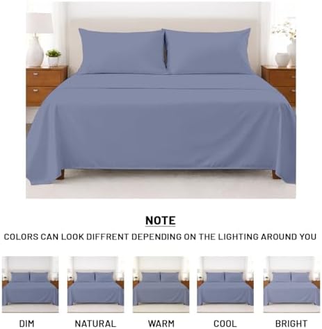 SGI bedding 100% Egyptian Cotton Sheets Twin Size – Cooling Sheets, Soft Breathable Mediterranean Blue Bedding, Luxury Bedding, Luxury Hotel Sheet Set, Deep Pocket 16", 4 Piece Set