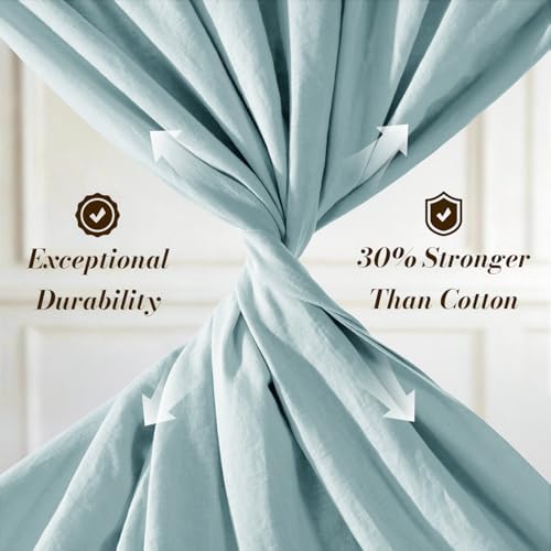 SONORO KATE 100% French Linen Queen Size Sheets Set,Natural Flax Bedding