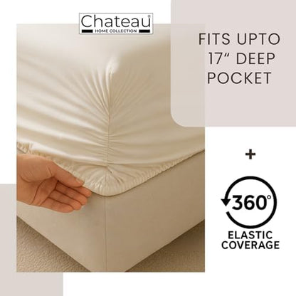 Twin Bed Sheets Set, 400 Thread Count Twin Sheets Cotton Bed Set - White