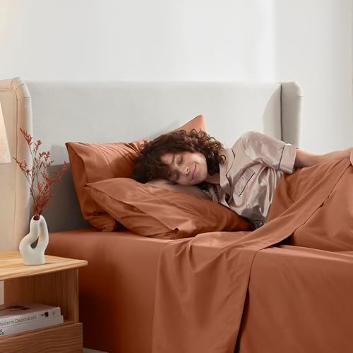 Nestl Full Sheet Set - Bed Sheets - Rust - 4-Piece Deep Pocket