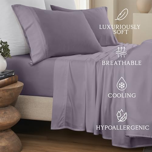 KARISSA MAE 6 Piece Luxury Bamboo Viscose Queen Sheet Set, 4 Pillowcases
