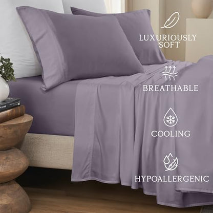 KARISSA MAE 6 Piece Luxury Bamboo Viscose Queen Sheet Set, 4 Pillowcases