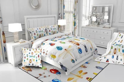 Kids Dragonfly Down Comforter, Ladybug Insect Comforter Set Twin Size for Children Boys Girls Teens, Reptile Pattern Bedding Comforters Colorful Lightweight Duvet Insert Dragonfly Gifts for Women