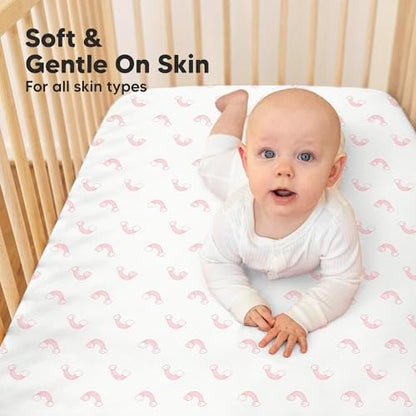 KeaBabies 2pk Organic Cotton Crib Sheets for Boys Girls 52x28, Dreamland