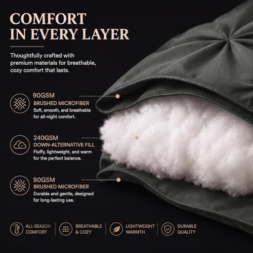 CozyLux Oversized King Comforter Set Dark Grey, 7 Pieces Bed in a Bag