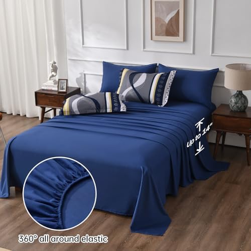 Anibedding Striped Comforter Set Full Size,8 Pieces Bed in a Bag