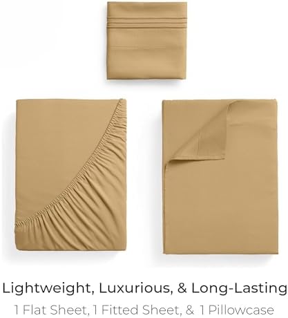 Mellanni Iconic 3-Piece, Ultra Soft Sheet Set (Twin, Gold)
