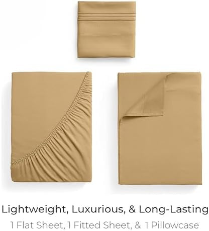 Mellanni Iconic 3-Piece, Ultra Soft Sheet Set (Twin XL, Gold)