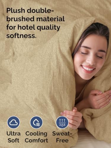 Duvet Cover Super King - 3 Piece with Zipper Closure - Heathered Tan