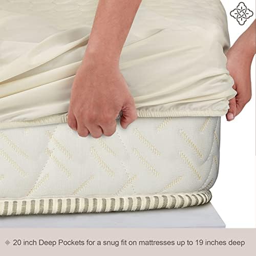 Bioweaves 100% Organic Cotton Mattress Pad Cover, GOTS Certified Cooling Quilted Fitted Mattress Topper & Protector with Soft Cotton Wadding - 20 Inch Deep Pocket, Full