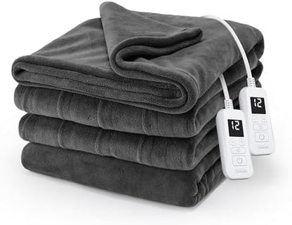 Sunbeam Electric Heated Blanket Royal Luxe Microplush Dark Gray King 90x100