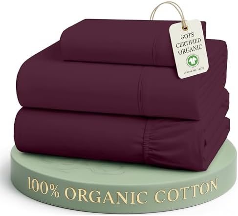 LANE LINEN Twin Sheets 100% Organic Cotton Soft 3pc Percale - Windsor Wine