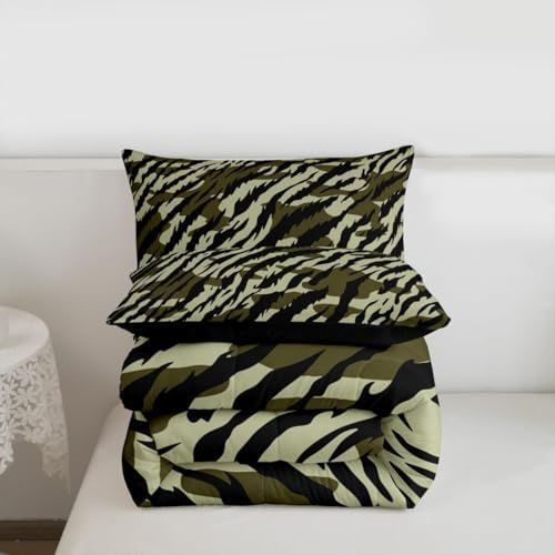 Feelyou Camouflage Comforter Set King Size Military Style Bedding Set for Kids Boys Girls Army Green Duvet Quilt Green Camo Bedroom Decor Microfiber 3 Pcs with 2 Pillow Cases