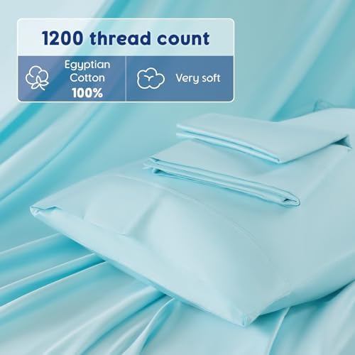 SONORO KATE 100% Egyptian Cotton Sheets,1200 Series,Queen Size