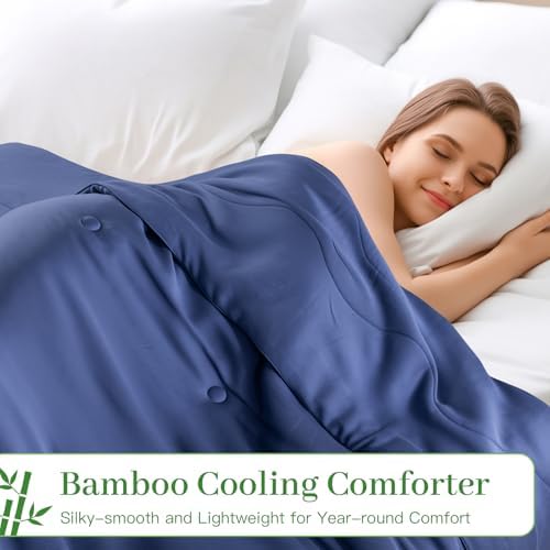 NEXHOME PRO 100% Viscose Derived from Bamboo Comforter Twin Size - Cooling & Moisture-Wicking Bedding - All Season Lightweight Design - Natural Organic Twin Duvet Insert