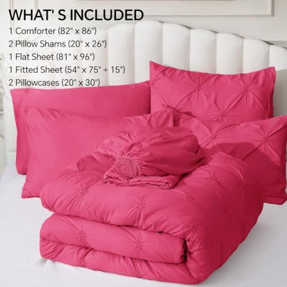 BEDELITE Full Comforter Set Hot Pink,Lightweight & Soft Comforter
