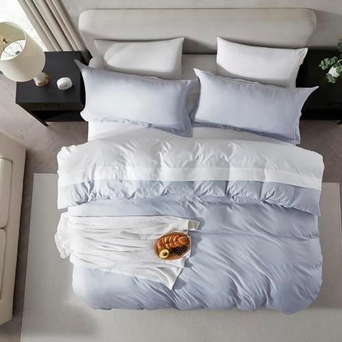 Hearth & Harbor Prewashed King Duvet Cover Set, Ice Blue