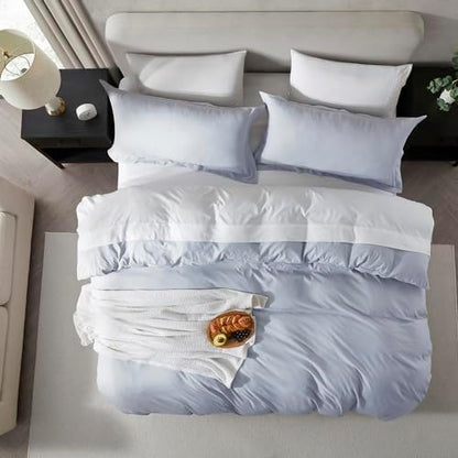 Hearth & Harbor Prewashed King Duvet Cover Set, Ice Blue