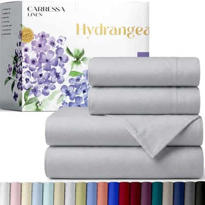 Carressa Linen 600 Series King Size Sheets Set, 16" Deep Pocket, Silver