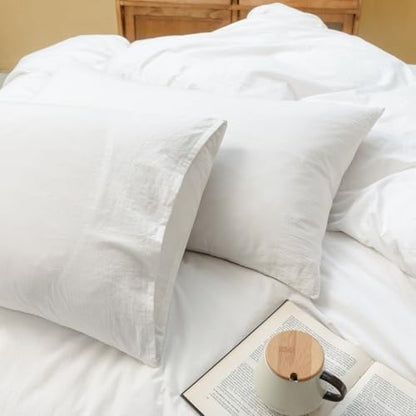 FOSSA Duvet Cover Set 100% Washed Cotton Linen Feel Super King