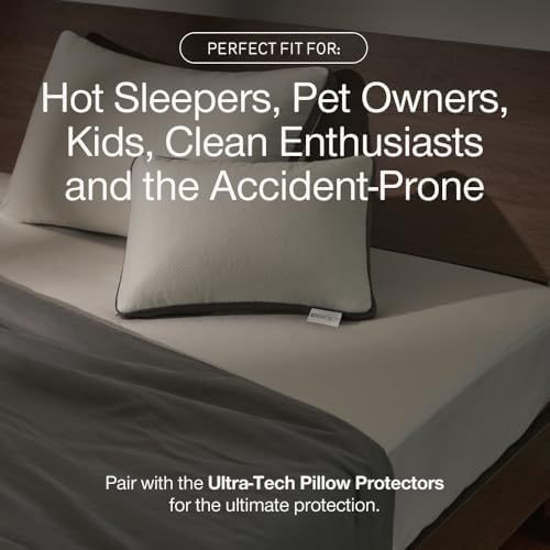 Coop Home Goods Ultra-Tech Waterproof Mattress Protector Twin, Smooth Top Mattress Pad, Waterproof Cover, Up to 18 Inches Deep, Machine Washable, Noiseless Comfort, Twin (39x75)