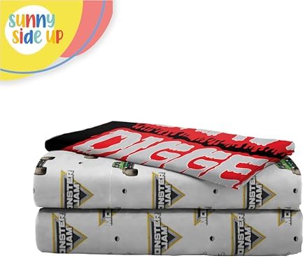 Sunny Side Up Monster Jam Grave Digger Twin Sheet Set - 3 Piece Kids Bedding Set Includes Pillow Cover - Super Soft Microfiber Sheets