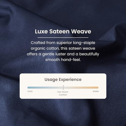 Bioweaves 100% Organic Cotton 1 California King Fitted Sheet Only | 300 Thread Count Sateen Weave GOTS Certified with Deep Pockets - Navy Blue