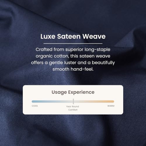 BIOWEAVES 100% Organic Cotton 1 Fitted Sheet Queen Size Only | 300 Thread Count Sateen Weave GOTS Certified with Deep Pocket - Navy Blue