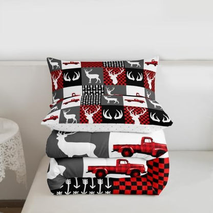 Feelyou Farmhouse Deer Comforter Set Twin Size for Kids Boys Girls