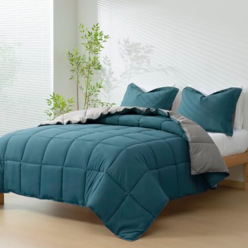 HIG 3pc Dusty Blue King Size Bedding Comforter Set Duvet Insert Blanket