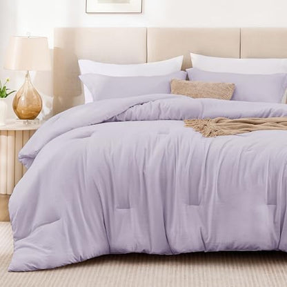 Love's cabin Lavender King Size Comforter Set, 3-Piece Prewashed Bed Set